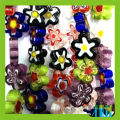 wholesale loose millefiori flat flower crystal glass beads